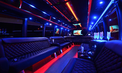 Boynton Beach 30 Passenger Party Bus Black Interior